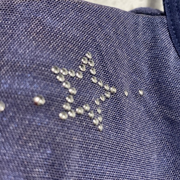 Y2K denim blue sheer mesh gem star sparkle sequin bra and panty set - Picture 2 of 6